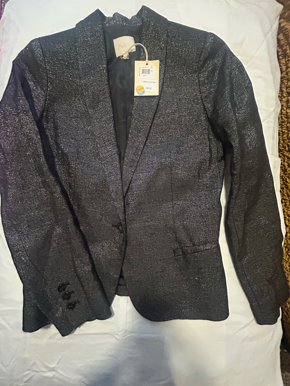 Women’s Metallic Black Blazer Jacket